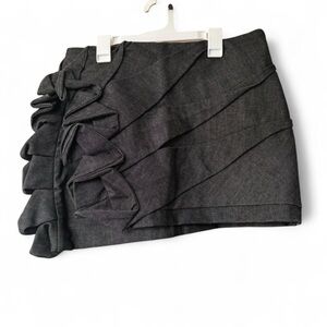 Lionne NYC Althea Charcoal Denim Ruffle Mini Skirt - Size Medium - NYFW Brand